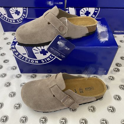 BK genuine leather Birkenstock-style shoes, unisex, cork footbed, vintage closed-toe mules, comfortable versatile slip-on flat sandals